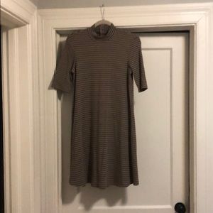 Mock turtleneck striped dress